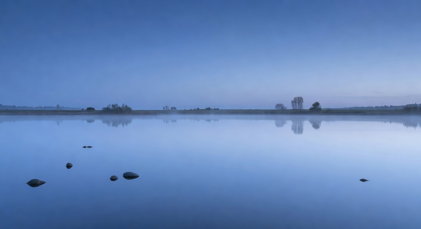 穏やかな池の反射